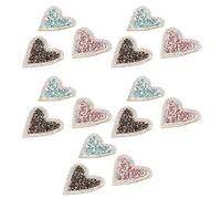 YUMILI 15PCS Heart Shape Shiny Glitter Patches - Iron On/Sew On Appliques for Clothing DIY Craft Repair & Decoration