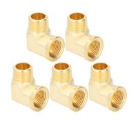 YUMILI 5Pcs 90 Degree Elbow Brass Pipe Fittings 1/2in NPT Male to Female Plumbing Accessories