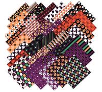YUMILI 60 Pcs Polyester Fabric Bundles, 10x10 Inch Halloween Sewing Fabrics for Quilting, Sewing, Patchwork, DIY Handmade Craft Decor