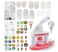 YUMILI Badge Maker Kit for Kids, Rabbit Design DIY Button Pin Making Machine DIY Badge Maker with 36 Pcs Button Parts, Stickers, Circle Cutter and Scissors for Kids Birthday Christmas (Pink)