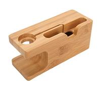 YUMILI Bamboo Charging Station for Mobile Phone Watch Stand Holder Rechargeable Portable