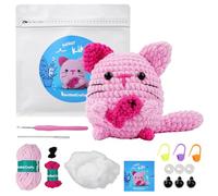 YUMILI Beginners Crochet Starter Kit, Crochet Set for Beginners, Animal Crochet Package Complete Amigurumi Starter Set with Video Tutorials, DIY Crochet Kit for Kids Adults, Gift for Craft Lovers (Cat
