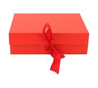 YUMILI Gift Boxes Folding Pure Color Reusable Gift Wrap Boxes with Ribbon for Storing Jewelry Candies Candles Perfume (Red)