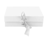 YUMILI Gift Boxes Folding Pure Color Reusable Gift Wrap Boxes with Ribbon for Storing Jewelry Candies Candles Perfume (White)