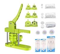 YUMILI Pin Button Maker Machine, DIY Badge Maker 25mm/32mm/58mm Badge Punch Press Installationless with 300 Pcs Button Parts (Green)