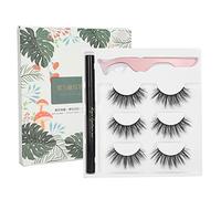 YUMILI SelfAdhesive Eyeliner Water Liquid Eyeliner False Eyelashes Tweezers Makeup Tool Set (E07 Green Box Packaging)
