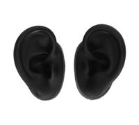 YUMILI Silicone Ear Model Lifelike Flexible Reusable Left Right Ear Piercing Practice Model for Earrings Earphones Display (Black)