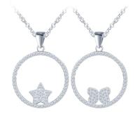 Yumilok 2pc Necklace Women Circle Necklace Star Necklace Butterfly Pendant Necklace for Women Girls 925 Sterling Silver Zirconia
