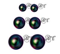 Yumilok 3 PCS Simulated Freshwater Pearl Stud Earrings Sets Hypoallergenic Round Ball Stud Earrings Set