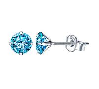 Yumilok 925 Sterling Silver Birthstone Stud Earrings for Men Women Round Cubic Zircon Earrings Set 6MM