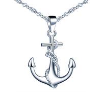 Yumilok Anchor Necklaces Retro Unique Navy Style 925 Sterling Silver Necklace for Women, 18"