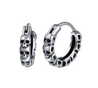 Yumilok Creative Skull Stainless Steel Earrings Hoops for Men Vintage Creole Earrings Diameter 1cm Accessories Fashion Jewellery for Teenager