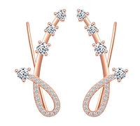 Yumilok Ear Cuffs Hoop Climber S925 Sterling Silver Earrings Hypoallergenic Earring with 4 Cubic Zirconia