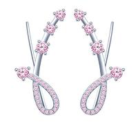Yumilok Ear Cuffs Hoop Climber S925 Sterling Silver Earrings Hypoallergenic Earring with 4 Cubic Zirconia