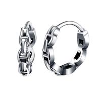 Yumilok Fashion Stainless Steel Chain Earrings Hoops for Men Creative Chain Link Creole Earrings Diameter 1cm Accessories Jewellery for Teenager