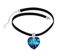 Yumilok Heart of Ocean Choker Necklace with Sapphire Swarovski Crystal for Women