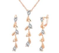 Yumilok leaf Drop Earrings Tassel 925 Sterling Silver Pendant Necklace Bracelet Dangle Earrings for women rose gold