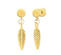 Yumilok Mens Earrings Studs Stainless Steel for Women Feather Earrings Ears Plugs Dangle Hinged Earring gold