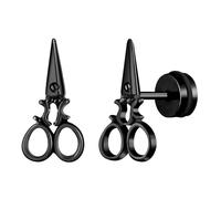 Yumilok Mens Earrings Studs Stainless Steel for Women scissors Earrings black