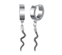 Yumilok Men's Silver Stainless Steel Snake Hoop Earrings