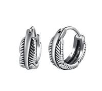 Yumilok Mens Stainless Steel Earrings Vintage Feather Hoops for Fashionable Youth Creative Small Creole Earring for Women Novelty Accessories Jewellery for Teenager