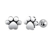 Yumilok Men's Stud Earrings, Stainless Steel Barbell Screw Earrings, Cat Claws, Silver, 4mm Balls