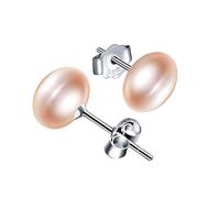 Yumilok Simulated Freshwater Pearl Stud Earrings Pink Pearl Size 8mm