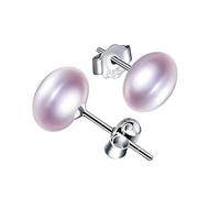 Yumilok Simulated Freshwater Pearl Stud Earrings Purple Pearl Size 8mm