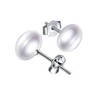 Yumilok Simulated Freshwater Pearl Stud Earrings White Pearl Size 8mm