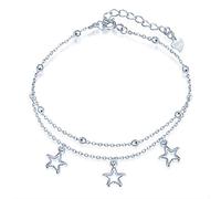 Yumilok Star Moon Anklets, 925 Sterling Silver Ankle Bracelet for Women