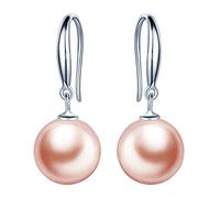 Yumilok Women's Classical Simulated Pearl Dangle Earrings Pink 925 Sterling Silver