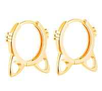 Yumilok Womens Girls 925 Sterling Silver Creative Cat-Ear Shape Hoops Earrings Diameter 1cm Gold Cute Cat Creole Earring