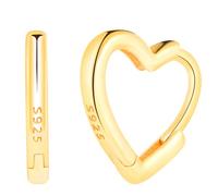 Yumilok Womens Girls 925 Sterling Silver Creative Heart Hoops Earrings Diameter 1.5cm Elegant Simple Gold Creole Earring