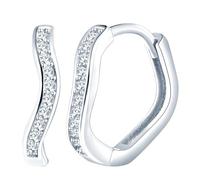 Yumilok Womens Girls 925 Sterling Silver Creative Heart Set Zirconia Hoops Earrings Diameter 1.3cm Elegant Sparkling Diamond Silver Creole Earring