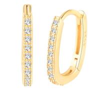 Yumilok Womens Girls 925 Sterling Silver Creative U Shape Hoops Earrings Diameter 1cm Elegant Zirconia Creole Earrings, Gold