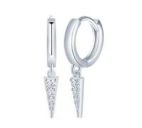 Yumilok Womens Girls 925 Sterling Silver Elegant Hoops Earrings Diameter 1cm Creative Triangle with zirconia Drop Earring Creole