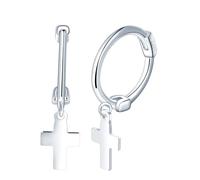 Yumilok Womens Girls 925 Sterling Silver Elegant Hoops Earrings Diameter 1cm Men's Silver Creative Cross Drop Earring Creole