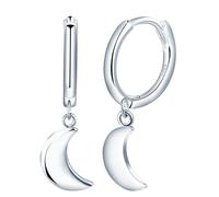 Yumilok Womens Mens 925 Sterling Silver Creative Hoops Earrings Diameter 0.9cm Silver Simple Moon Drop Earring Creole, 20-E158