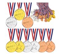 Yumin 100 Pieces Kids Plastic Winner Award Medals Winner Medals Gold Silver Winner Medals for Parties, Games, Sports