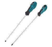 YUMIN 2 Packs 12 Inches Long Slotted and Screwdriver Flat Blade Screwdriver Magnetic Screwdriver with Rubber Handle