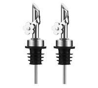 Yumin 2Pack Stainless Steel Oil Pour Spouts, Replacement Bottle Pourers Oil Spout Liquor Pourers Auto Flip Feature Silver