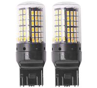 YUMIN 2Pcs Super Bright Canbus T20 7440 W21W Wy21W 144-Smd Reverse Light Turn Signal Light Error Free No Flash T20 7440 Led Bulbs,Black Shell (Yellow Light)