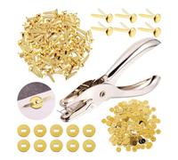 YUMIN 300 Pieces 3/4 Inch Brass Paper Fasteners Paper Brads, and 300 Pieces Plated Brass Washers with Hole Punch Gold, 20mm Easy to Use