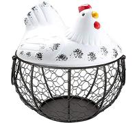 Yumin Egg Basket,Eggs Holder Basket, Organizer Storage Wrought Wire Restaurant Storage Basket,Kitchen Hen Decor (White)