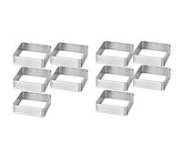 Yumin Perforated Tart Ring Stainless Steel Tartlet Square Shape Mould Cake Circle French Pastry Baking Tool, 10 Pack