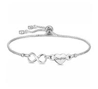 Yumioxa 2025New Delicate Chain Infinity Pendant Kinship Bracelets Jewelry for Women Girls Jewellery Heart Stainless Steel Birthday Christmas Graduation Souvenir (Daughter)