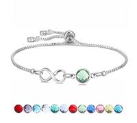 Yumioxa August Months Birthstones Tennis Bracelets Adjustable Birthday Bracelets Gift Jewelry for Women Unique Birthstone August Color Crystal Chain for Her Girls(August)