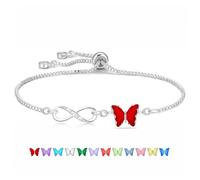 Yumioxa Butterfly Bracelets January Birthstone January Infinity Silver Pendant Celebrate Birthday January Bracelets Jewellery for Her Anniversary Christmas Thanksgiving Graduation Valentine's day