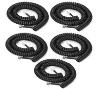 Yumiwoow 5Pack Phone Cord Landline8Ft Uncoiled / 1.4Ft Coiled Landline Phone Handset Cable RJ9 4P4C Telephone Accessory- Black