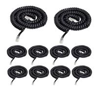 Yumiwoow Telephone Phone Handset Cable Cord,10Pack Phone Cord Landline 8Ft Uncoiled / 1.4Ft Coiled Landline Phone Handset Cable RJ9 4P4C Telephone Accessory Phone Cord- Black